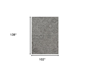 HomeRoots 9' Hand-Tufted Abstract Wool Area Rug in Gray Tones - Stylish Softness for Modern Living Spaces 9' X 12' 375366