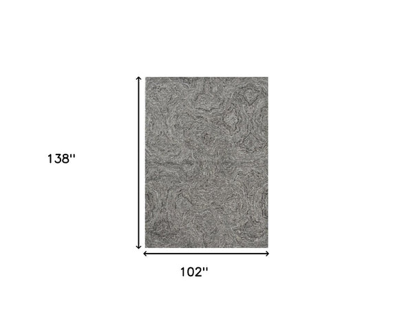 HomeRoots 9' Hand-Tufted Abstract Wool Area Rug in Gray Tones - Stylish Softness for Modern Living Spaces 9' X 12' 375366