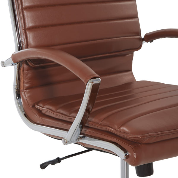 OSP Home Furnishings Mid Back Faux Leather Manager Chair with Lumbar Support and Pneumatic Height Adjust SPX23591C-U41