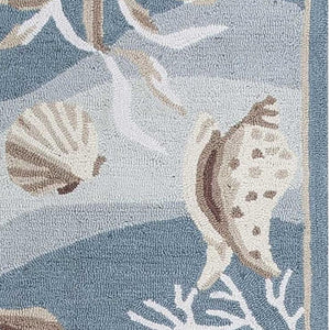HomeRoots 8' Coastal Elegance Hand-Tufted Runner Rug with Seashell and Coral Design for High-Traffic Spaces 8' Runner 375432