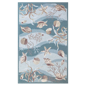 HomeRoots 8' Coastal Elegance Hand-Tufted Runner Rug with Seashell and Coral Design for High-Traffic Spaces 5' X 8' 375434