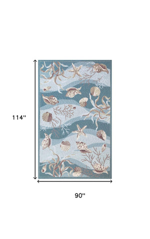 Homeroots 90 X 114 Seafoam Polyester Rug  Polyester 375436