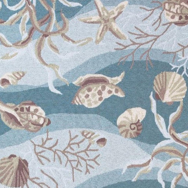 HomeRoots 8' Hand-Tufted Area Rug in Beige, Ivory & Brown with Seashell and Coral Motifs for Coastal Elegance 8' X 10' 375436