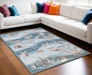 Homeroots 90 X 114 Seafoam Polyester Rug  Polyester 375436