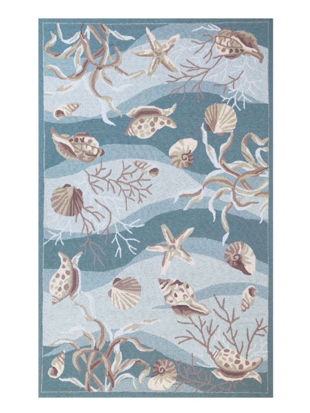 HomeRoots 8' Hand-Tufted Area Rug in Beige, Ivory & Brown with Seashell and Coral Motifs for Coastal Elegance 8' X 10' 375436