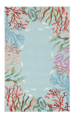 Homeroots 3' X 5' Blue Coral Reef Area Rug  Polyester 375447