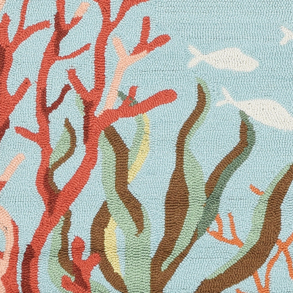 Homeroots 3' X 5' Blue Coral Reef Area Rug  Polyester 375447