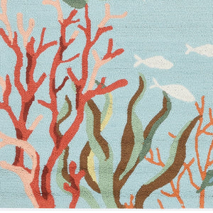 Homeroots 3' X 5' Blue Coral Reef Area Rug  Polyester 375447
