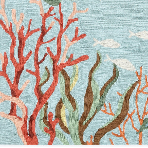 Homeroots 3' X 5' Blue Coral Reef Area Rug  Polyester 375447