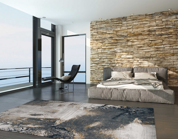 Homeroots 90 X 90 Blue Polyester Rug  Polyester 375449