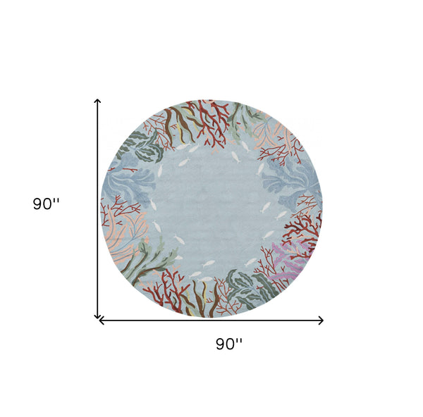 Homeroots 90 X 90 Blue Polyester Rug  Polyester 375449