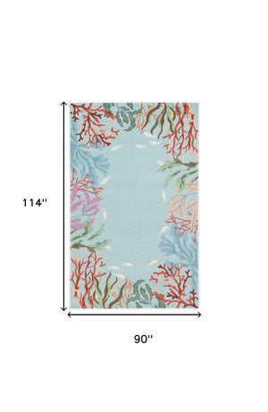 Homeroots 90 X 114 Blue Polyester Rug  Polyester 375450