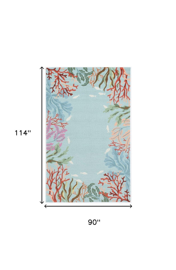 Homeroots 90 X 114 Blue Polyester Rug  Polyester 375450