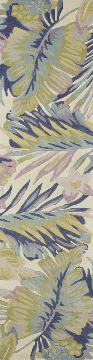 HomeRoots 8' Tropical Botanical Hand-Tufted Wool Runner Rug in Vibrant Green, Pink, and Purple for Home Décor 8' Runner 375465