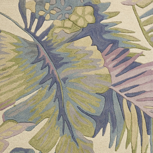 HomeRoots 8' Tropical Botanical Hand-Tufted Wool Runner Rug in Vibrant Green, Pink, and Purple for Home Décor 3' X 5' 375466