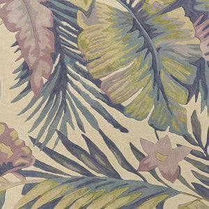 HomeRoots 8' Tropical Botanical Hand-Tufted Wool Runner Rug in Vibrant Green, Pink, and Purple for Home Décor 5' X 8' 375467