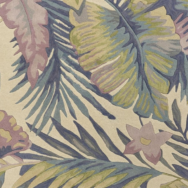 HomeRoots 8' Tropical Botanical Hand-Tufted Wool Runner Rug in Vibrant Green, Pink, and Purple for Home Décor 5' X 8' 375467