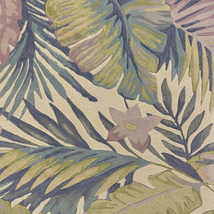 HomeRoots 8' Tropical Botanical Hand-Tufted Wool Runner Rug in Vibrant Green, Pink, and Purple for Home Décor 8' X 10' 375470