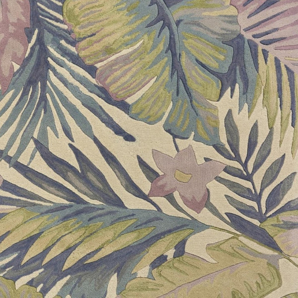 HomeRoots 8' Tropical Botanical Hand-Tufted Wool Runner Rug in Vibrant Green, Pink, and Purple for Home Décor 8' X 10' 375470