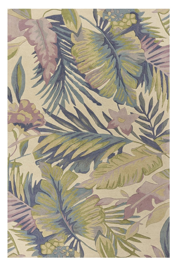 HomeRoots 8' Tropical Botanical Hand-Tufted Wool Runner Rug in Vibrant Green, Pink, and Purple for Home Décor 8' X 10' 375470