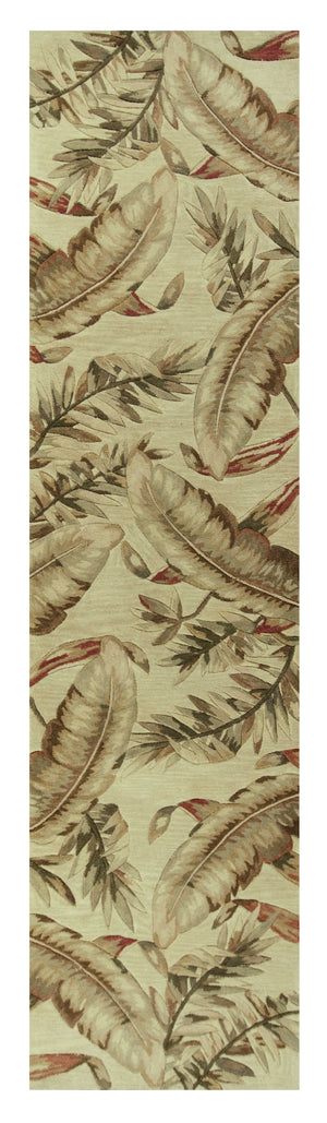 Homeroots 10' Ivory Hand Tufted Tropical Leaves Indoor Runner Rug  Wool 375472