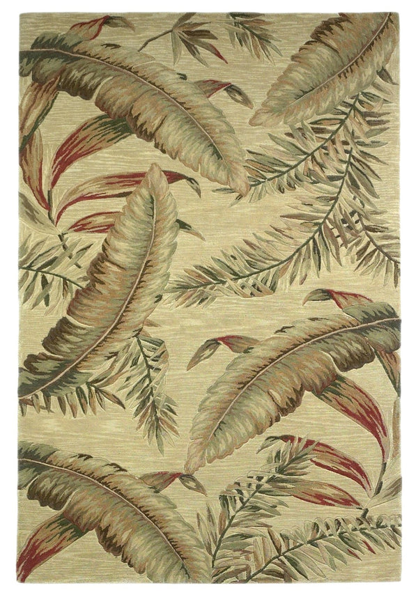 HomeRoots 10' Tropical Botanical Hand-Tufted Wool Runner Rug in Brown, Green, and Red for Vibrant Spaces 4' X 6' 375473