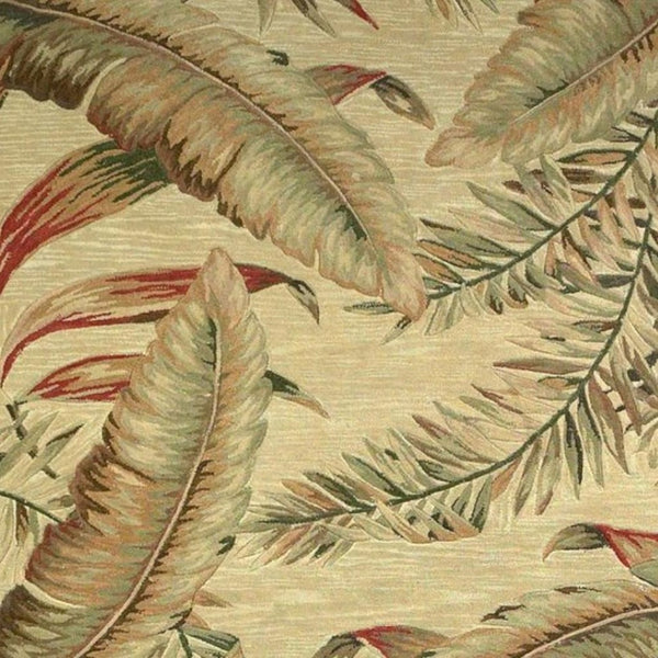 HomeRoots 10' Tropical Botanical Hand-Tufted Wool Runner Rug in Brown, Green, and Red for Vibrant Spaces 5' X 8' 375474