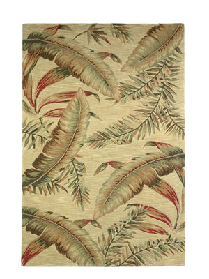 HomeRoots 10' Tropical Botanical Hand-Tufted Wool Runner Rug in Brown, Green, and Red for Vibrant Spaces 5' X 8' 375474