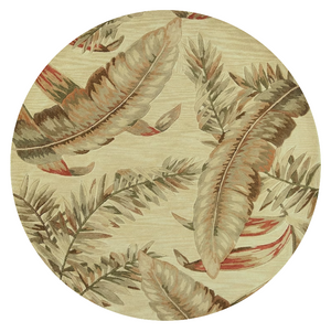 Homeroots 5' Light Brown And Brown Wool Tropical Botanical Hand Tufted Round Rug  Wool 375475