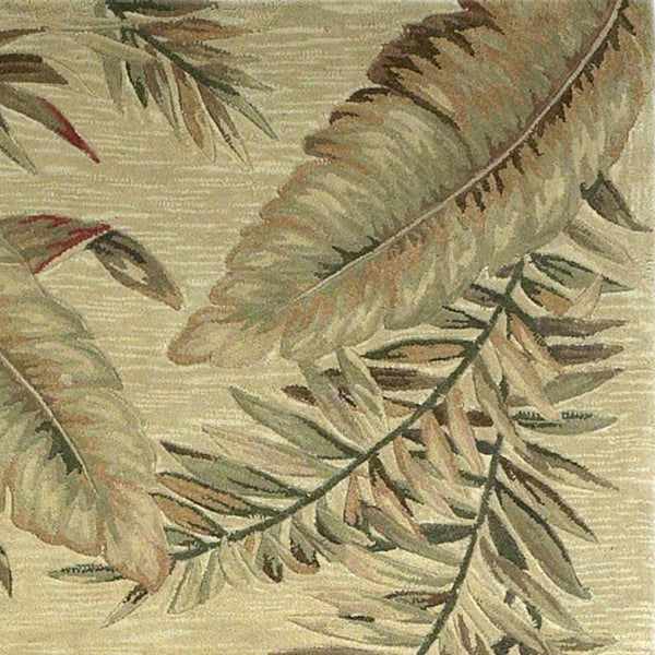 Homeroots 8' X 10' Ivory Hand Tufted Tropical Leaves Indoor Area Rug  Wool 375477