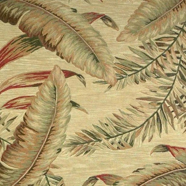 HomeRoots 8' Tropical Botanical Hand-Tufted Wool Area Rug in Brown, Green, and Red - Artisan Crafted Luxury 8' X 10' 375477