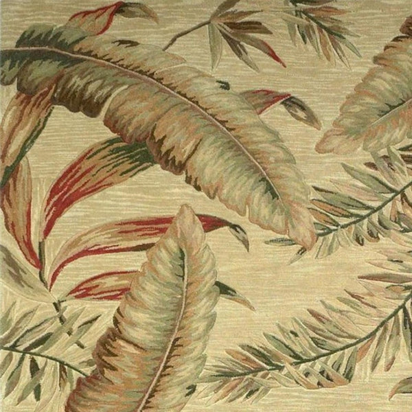 HomeRoots 8' Tropical Botanical Hand-Tufted Wool Area Rug in Brown, Green, and Red - Artisan Crafted Luxury 8' X 10' 375477