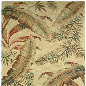 HomeRoots 8' Tropical Botanical Hand-Tufted Wool Area Rug in Brown, Green, and Red - Artisan Crafted Luxury 8' X 10' 375477