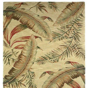 Homeroots 8' X 10' Ivory Hand Tufted Tropical Leaves Indoor Area Rug  Wool 375477