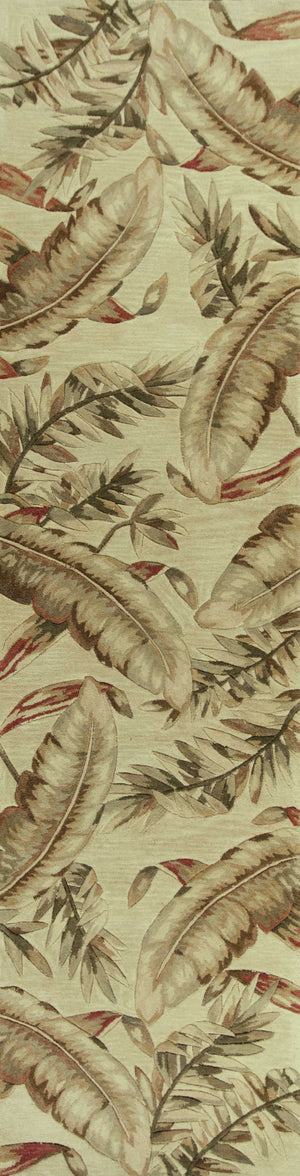Homeroots 9' X 12' Ivory Hand Tufted Tropical Leaves Indoor Area Rug  Wool 375478