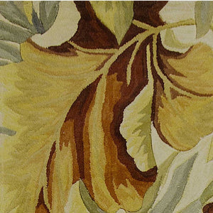 HomeRoots 10' Tropical Botanical Wool Runner Rug - Hand-Tufted Artisan Design in Ivory, Green & Red 10' Runner 375479