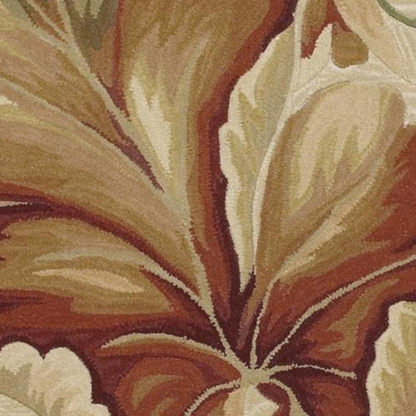 HomeRoots 10' Tropical Botanical Wool Runner Rug - Hand-Tufted Artisan Design in Ivory, Green & Red 3' X 5' 375480