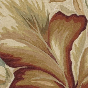 HomeRoots 10' Tropical Botanical Wool Runner Rug - Hand-Tufted Artisan Design in Ivory, Green & Red 3' X 5' 375480