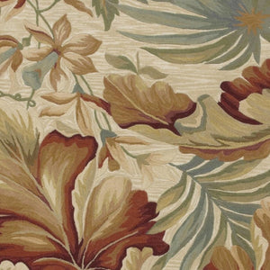 HomeRoots 10' Tropical Botanical Wool Runner Rug - Hand-Tufted Artisan Design in Ivory, Green & Red 5' X 8' 375481