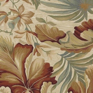 HomeRoots 10' Tropical Botanical Wool Runner Rug - Hand-Tufted Artisan Design in Ivory, Green & Red 8' X 10' 375484
