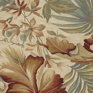 HomeRoots 10' Tropical Botanical Wool Runner Rug - Hand-Tufted Artisan Design in Ivory, Green & Red 8' X 10' 375484