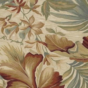 HomeRoots 9' Hand-Tufted Wool Area Rug with Tropical Botanical Design – Elegant Ivory, Green & Red Accents 9' X 12' 375485