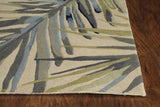 Homeroots 10' Ivory Blue Hand Tufted Tropical Palms Indoor Runner Rug  Wool 375486