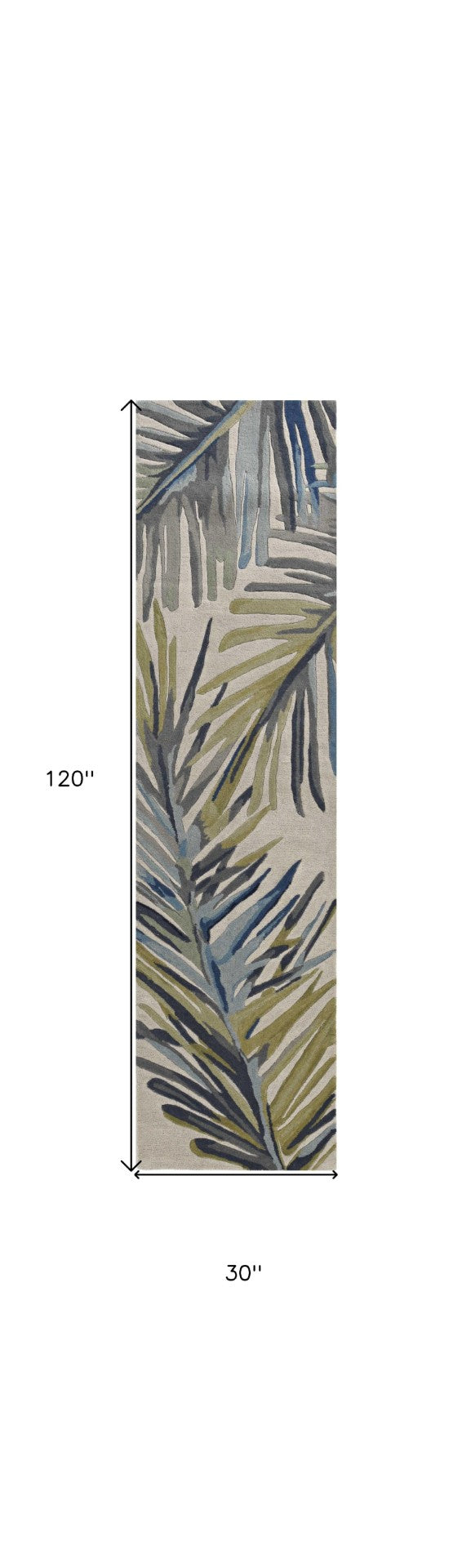 HomeRoots 10' Wool Tropical Botanical Hand-Tufted Runner Rug - Artisan-Made, Unique Design for Modern Spaces 10' Runner 375486