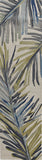 Homeroots 10' Ivory Blue Hand Tufted Tropical Palms Indoor Runner Rug  Wool 375486