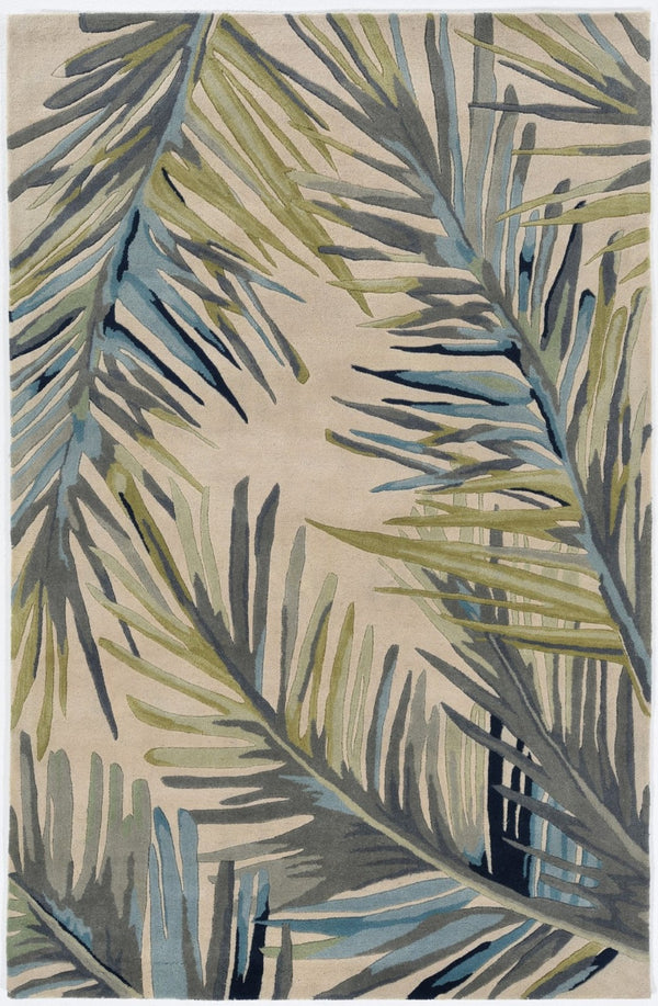 HomeRoots 10' Wool Tropical Botanical Hand-Tufted Runner Rug - Artisan-Made, Unique Design for Modern Spaces 4' X 6' 375487