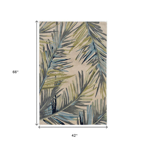 HomeRoots 10' Wool Tropical Botanical Hand-Tufted Runner Rug - Artisan-Made, Unique Design for Modern Spaces 4' X 6' 375487
