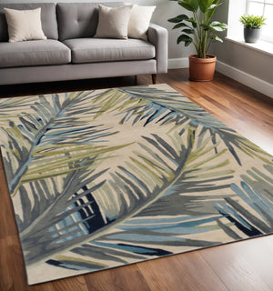 HomeRoots 10' Wool Tropical Botanical Hand-Tufted Runner Rug - Artisan-Made, Unique Design for Modern Spaces 4' X 6' 375487