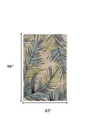 HomeRoots 10' Wool Tropical Botanical Hand-Tufted Runner Rug - Artisan-Made, Unique Design for Modern Spaces 5' X 8' 375488
