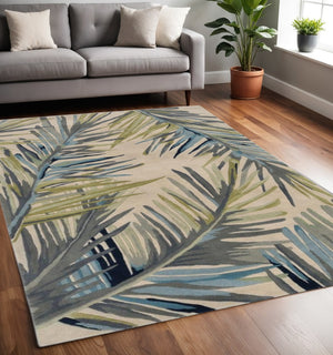 HomeRoots 10' Wool Tropical Botanical Hand-Tufted Runner Rug - Artisan-Made, Unique Design for Modern Spaces 5' X 8' 375488